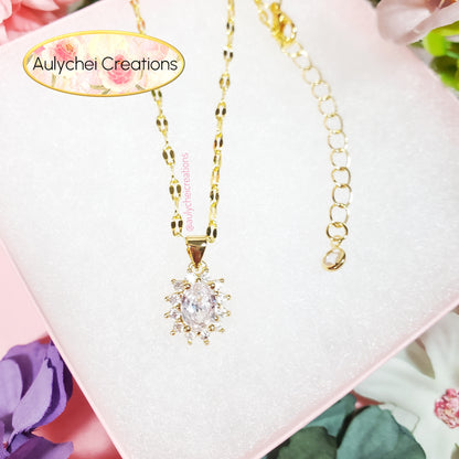 Diamond Cubic Zirconia Oval Pendant Necklace