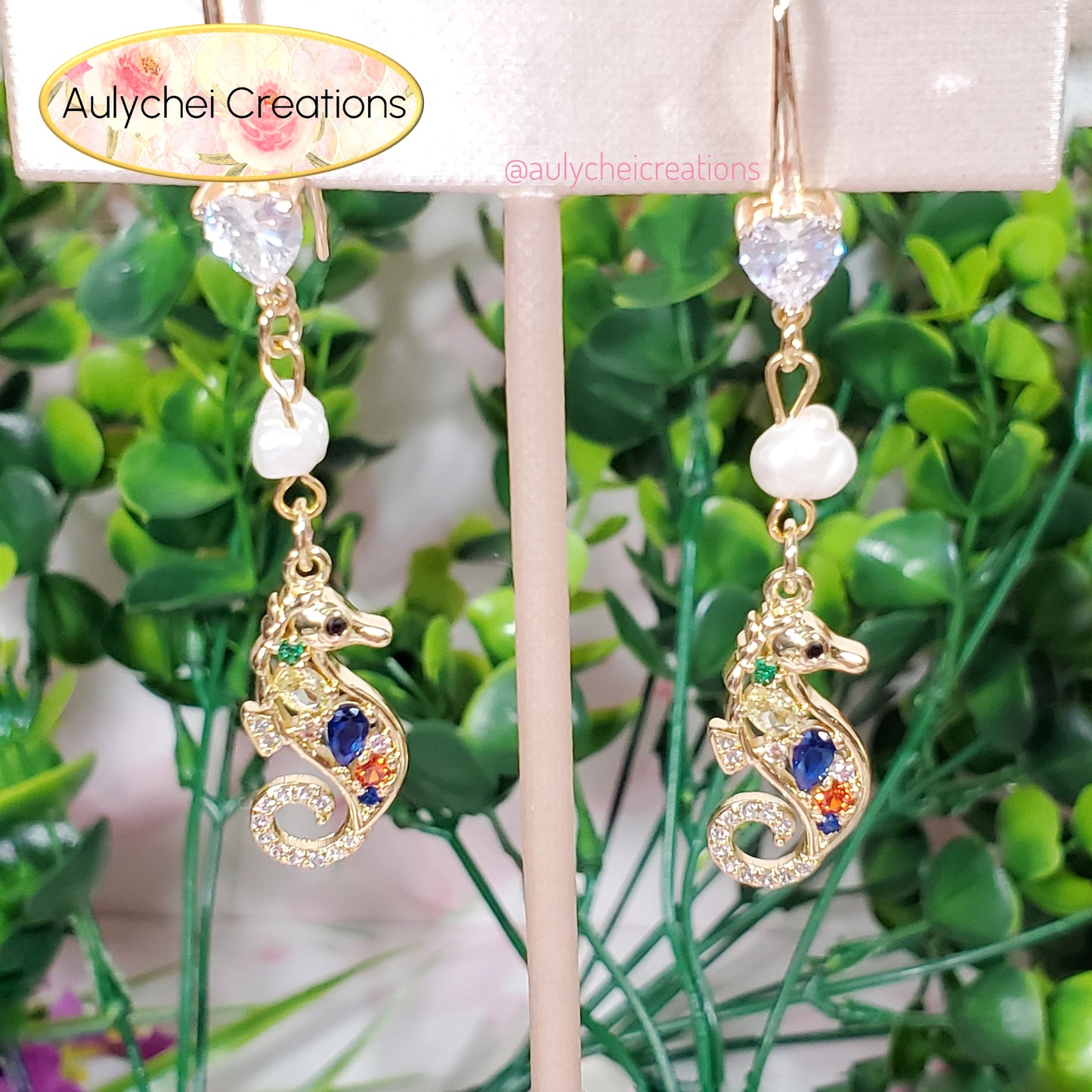 Cubic Zirconia Seahorse Pearl Jewelry Set