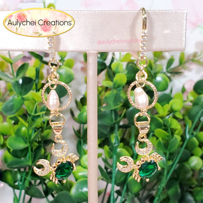 Cubic Zirconia Emerald Crab Pearl Jewelry Set