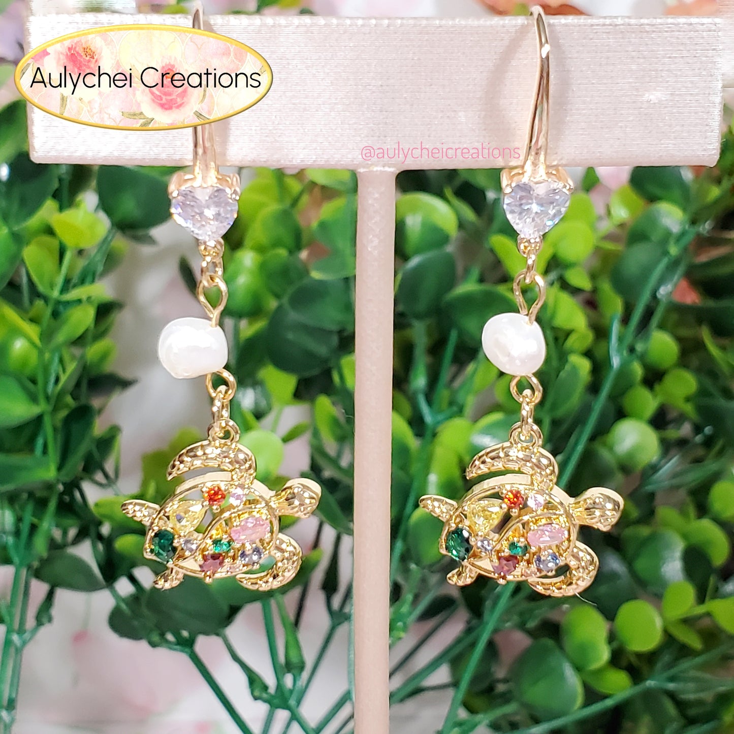 Cubic Zirconia Sea Turtle Pearl Jewelry Set