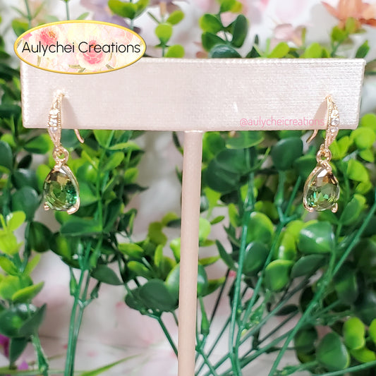 Emerald Cubic Zirconia Dainty Drop Earrings