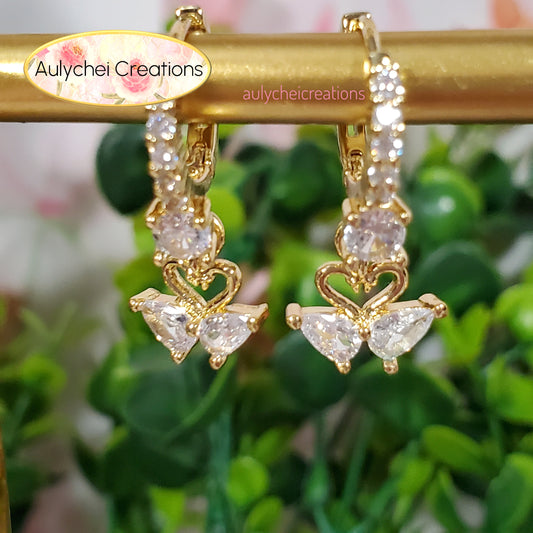 Swan Cubic Zirconia Dainty Drop Earrings