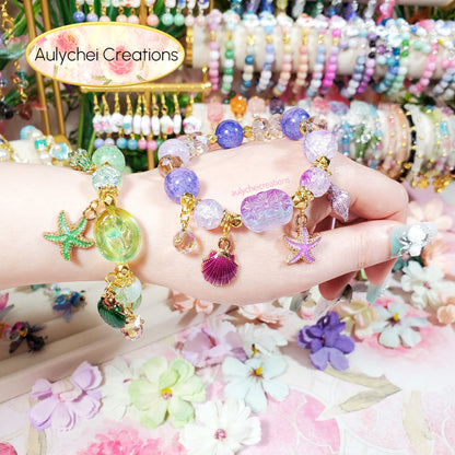 Green Ocean Seashell Charm Bracelet