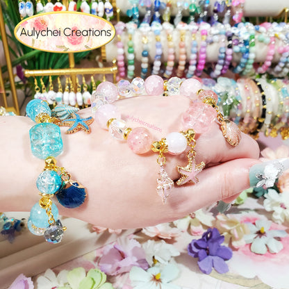 Green Ocean Seashell Charm Bracelet