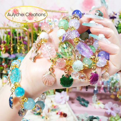 Green Ocean Seashell Charm Bracelet