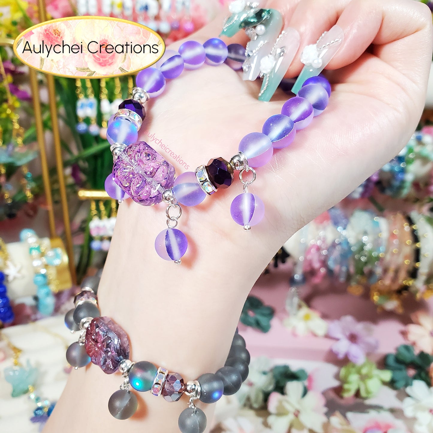 Lilac Moonstone Flower Bracelet