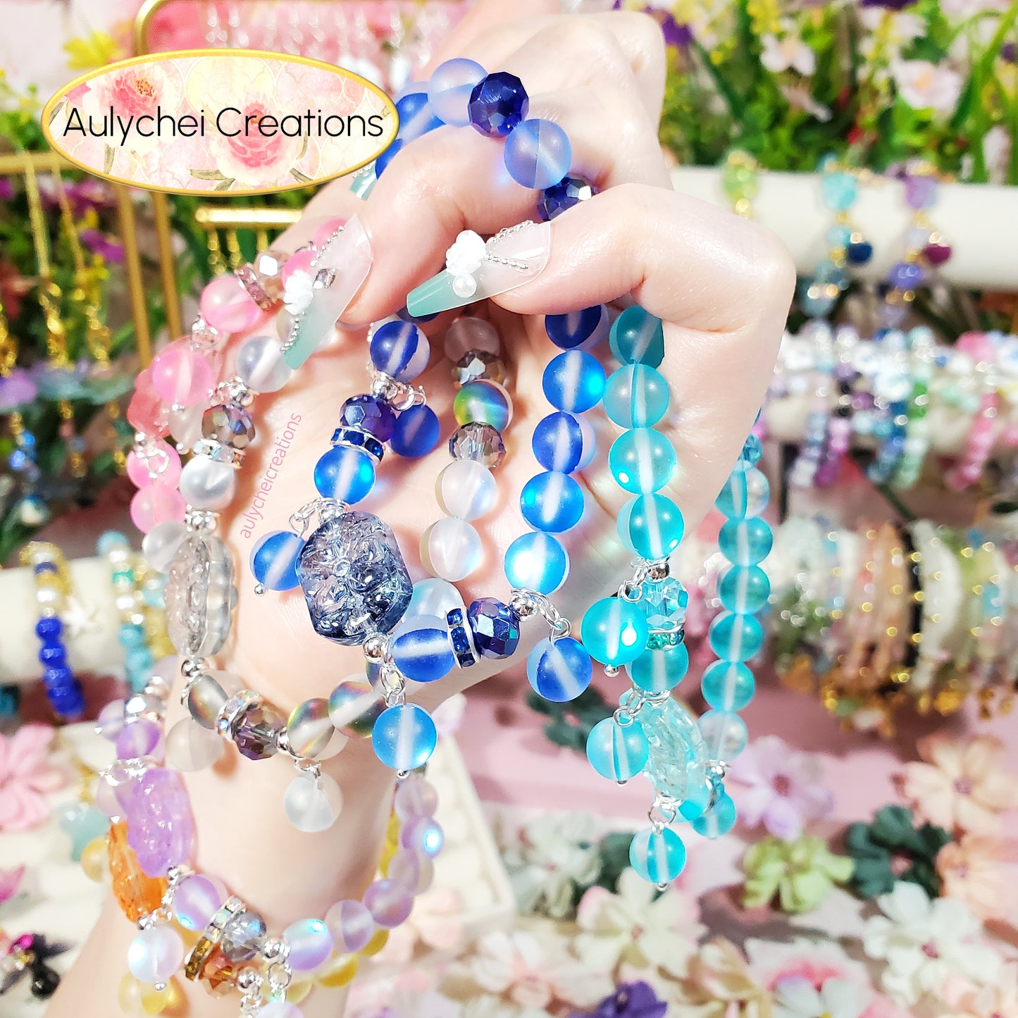 Lilac Moonstone Flower Bracelet