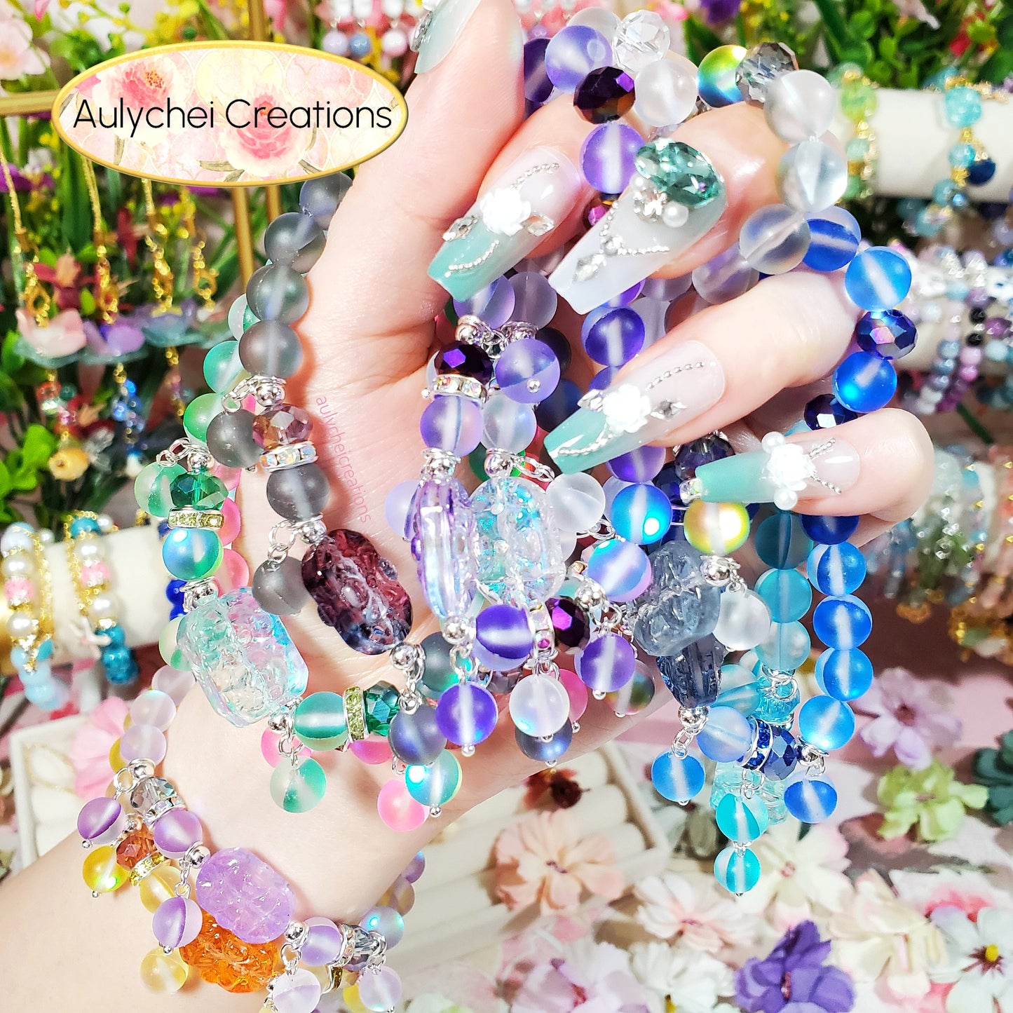 Lilac Moonstone Flower Bracelet