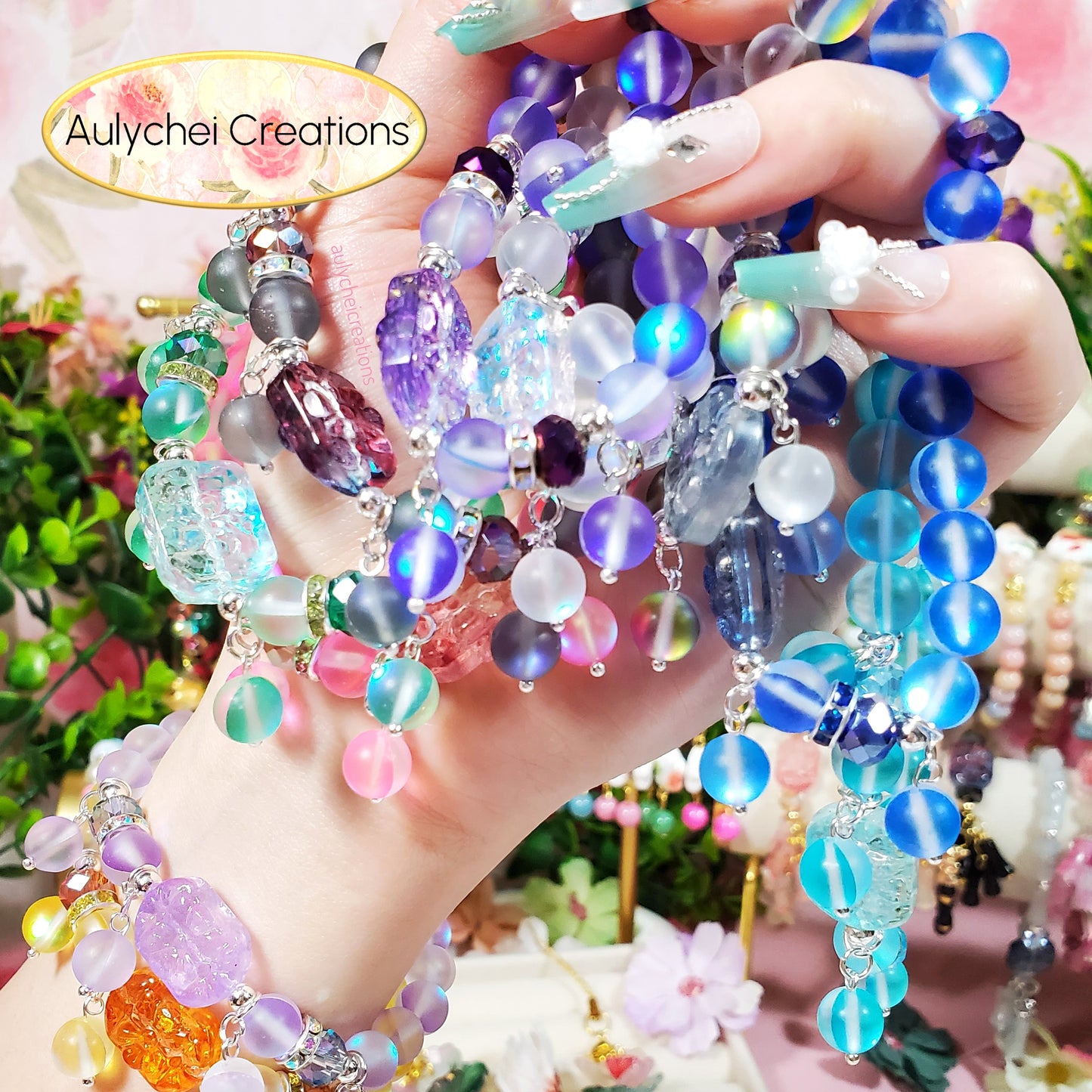 Lilac Moonstone Flower Bracelet