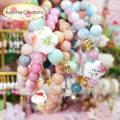 Lotus Ceramic Flower Bead Bracelet