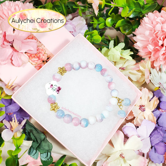 Rose Ceramic Flower Bead Bracelet