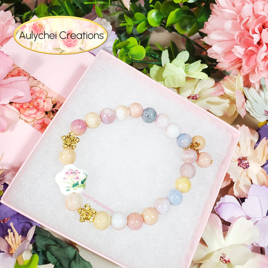 Lotus Ceramic Flower Bead Bracelet