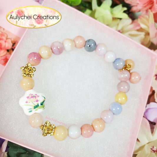 Lotus Ceramic Flower Bead Bracelet