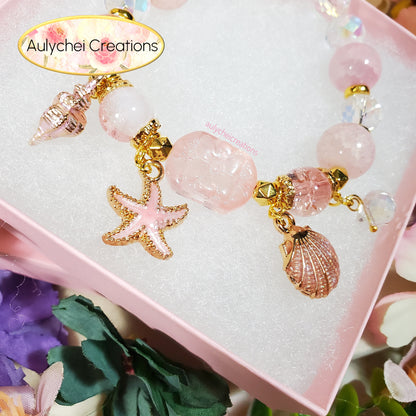 Pink Ocean Seashell Charm Bracelet