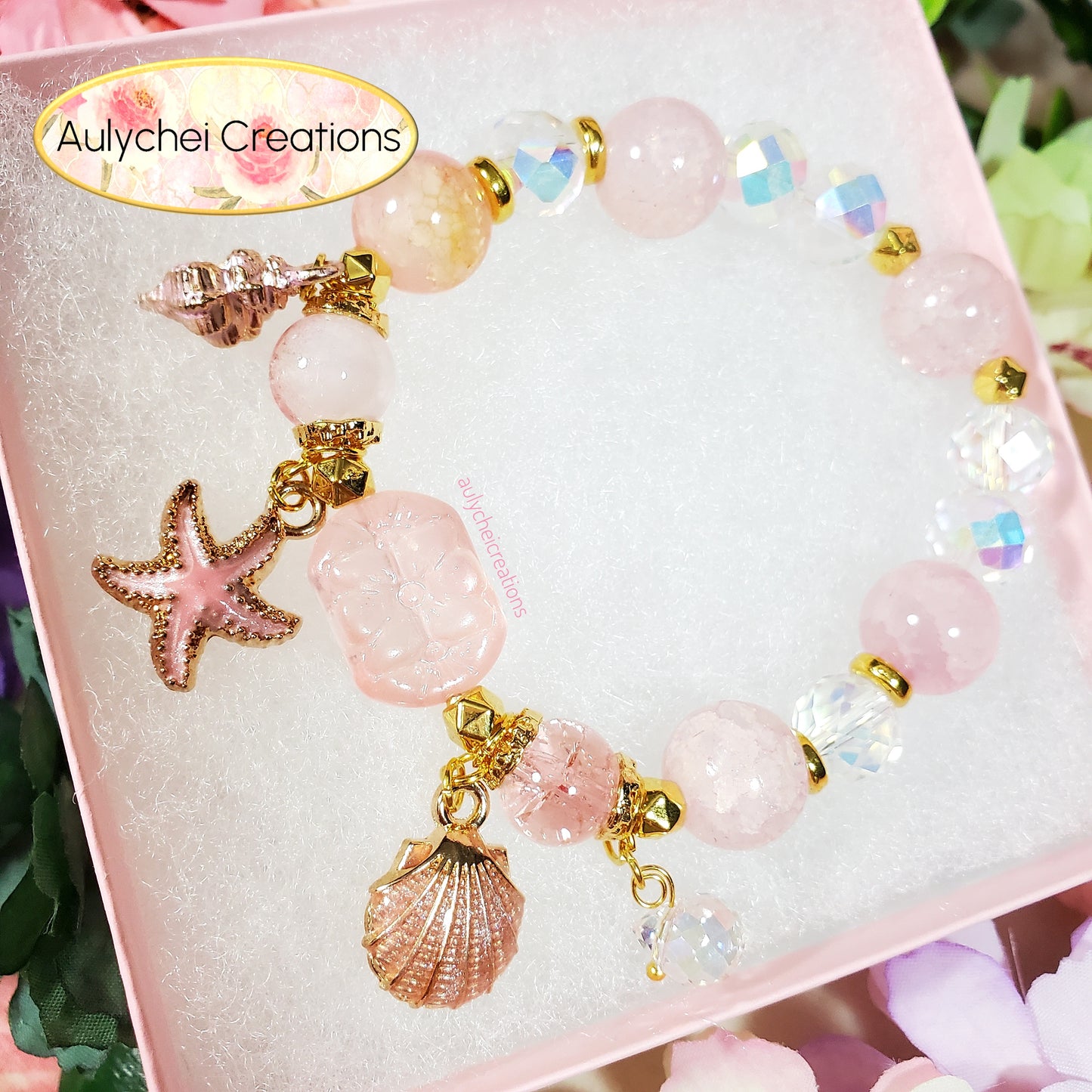 Pink Ocean Seashell Charm Bracelet