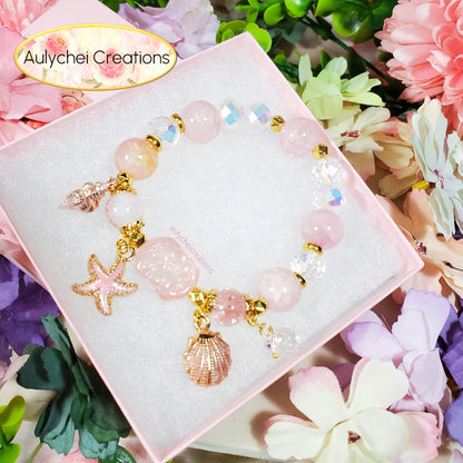 Pink Ocean Seashell Charm Bracelet