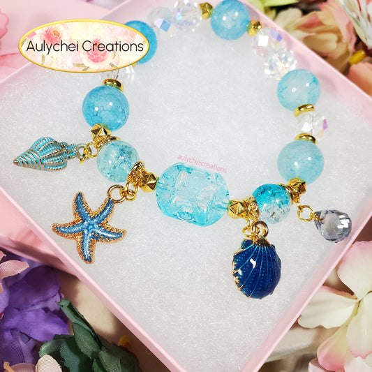 Blue Ocean Seashell Charm Bracelet