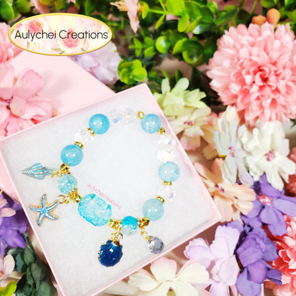 Blue Ocean Seashell Charm Bracelet