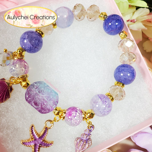 Purple Ocean Seashell Charm Bracelet