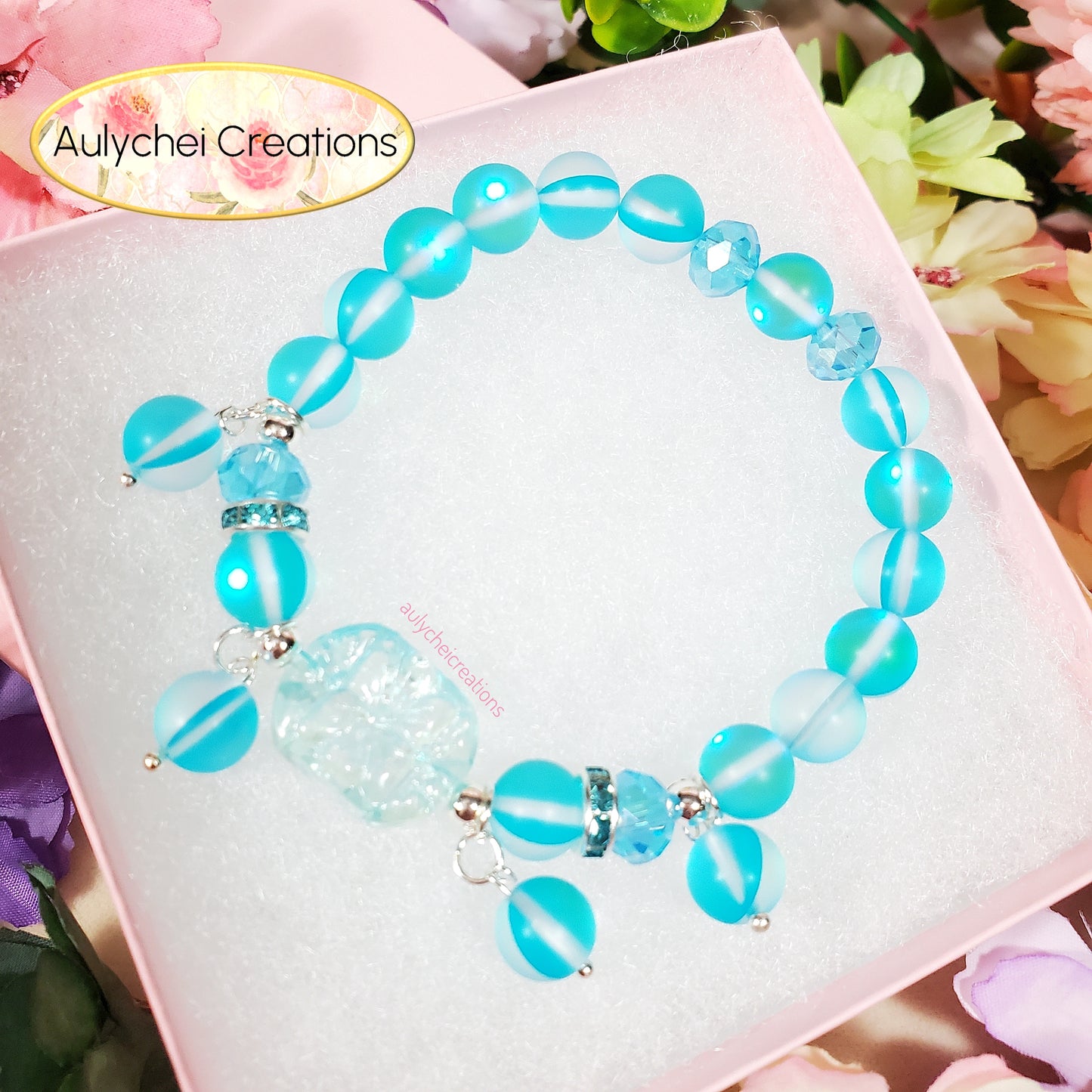 Turquoise Moonstone Flower Bracelet
