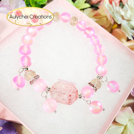 Pink Moonstone Flower Bracelet