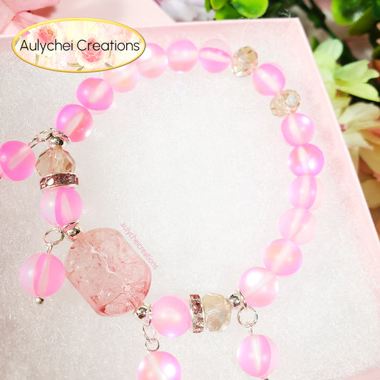 Pink Moonstone Flower Bracelet