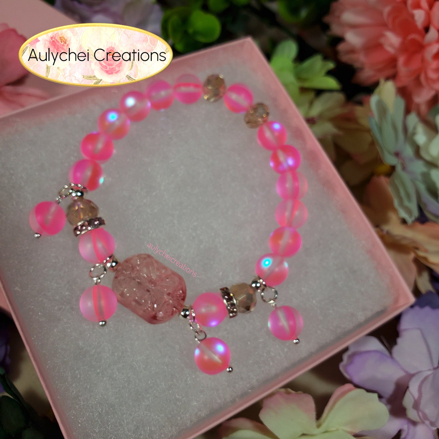 Lilac Moonstone Flower Bracelet