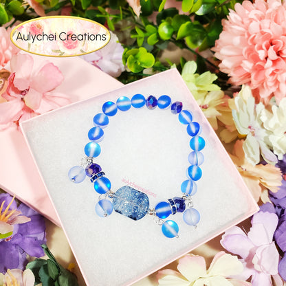Blue Moonstone Flower Bracelet