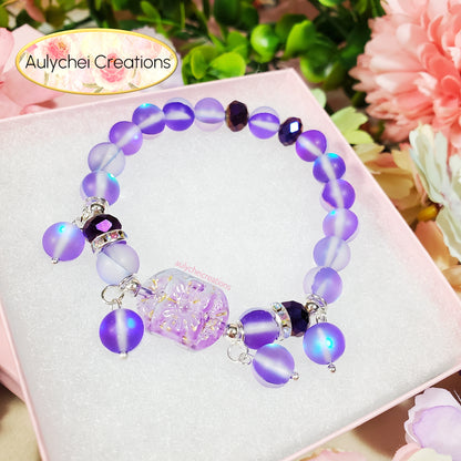 Purple Moonstone Flower Bracelet
