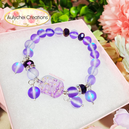 Purple Moonstone Flower Bracelet