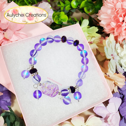 Purple Moonstone Flower Bracelet