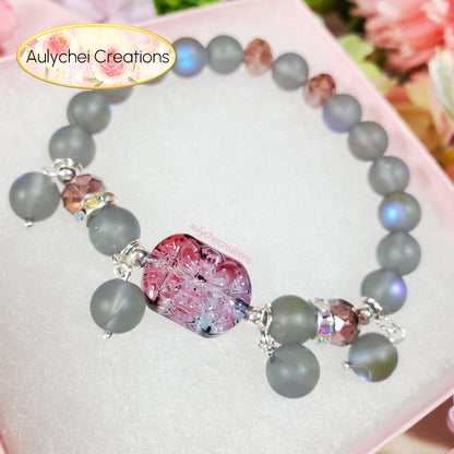 Gray Moonstone Flower Bracelet