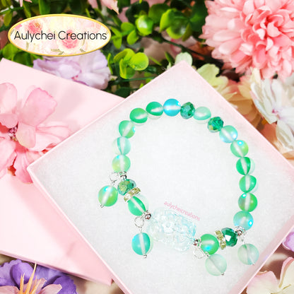 Green Moonstone Flower Bracelet