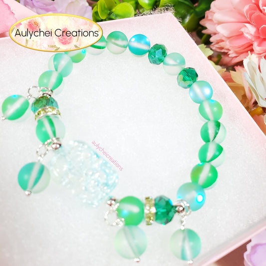 Green Moonstone Flower Bracelet
