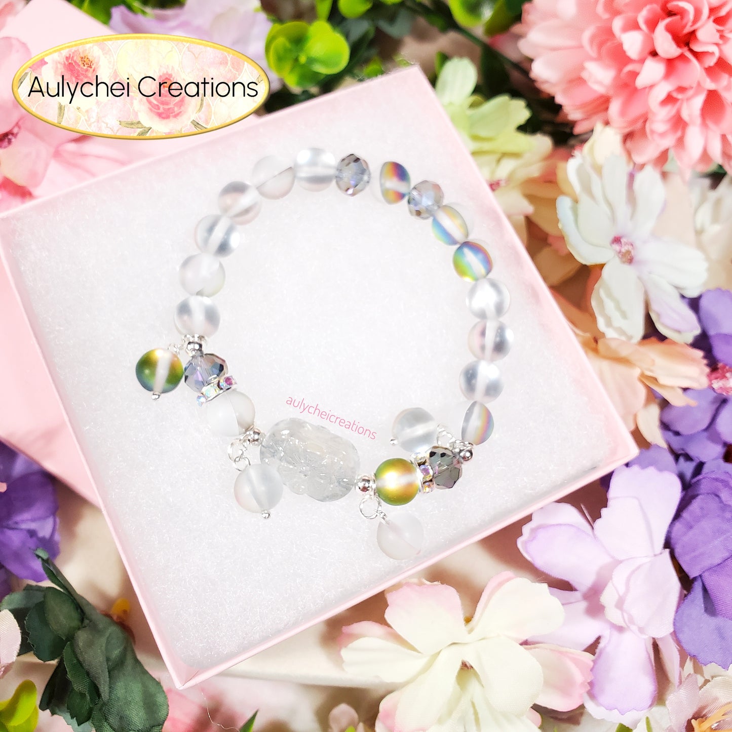 Silver Moonstone Flower Bracelet