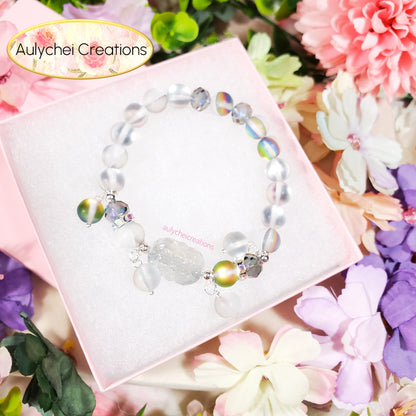 Silver Moonstone Flower Bracelet