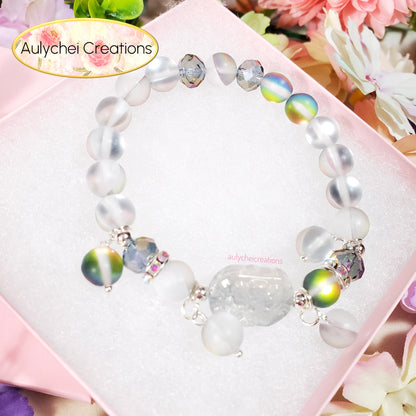 Silver Moonstone Flower Bracelet