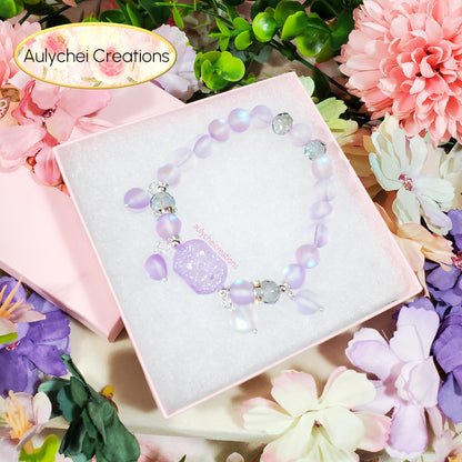 Lilac Moonstone Flower Bracelet