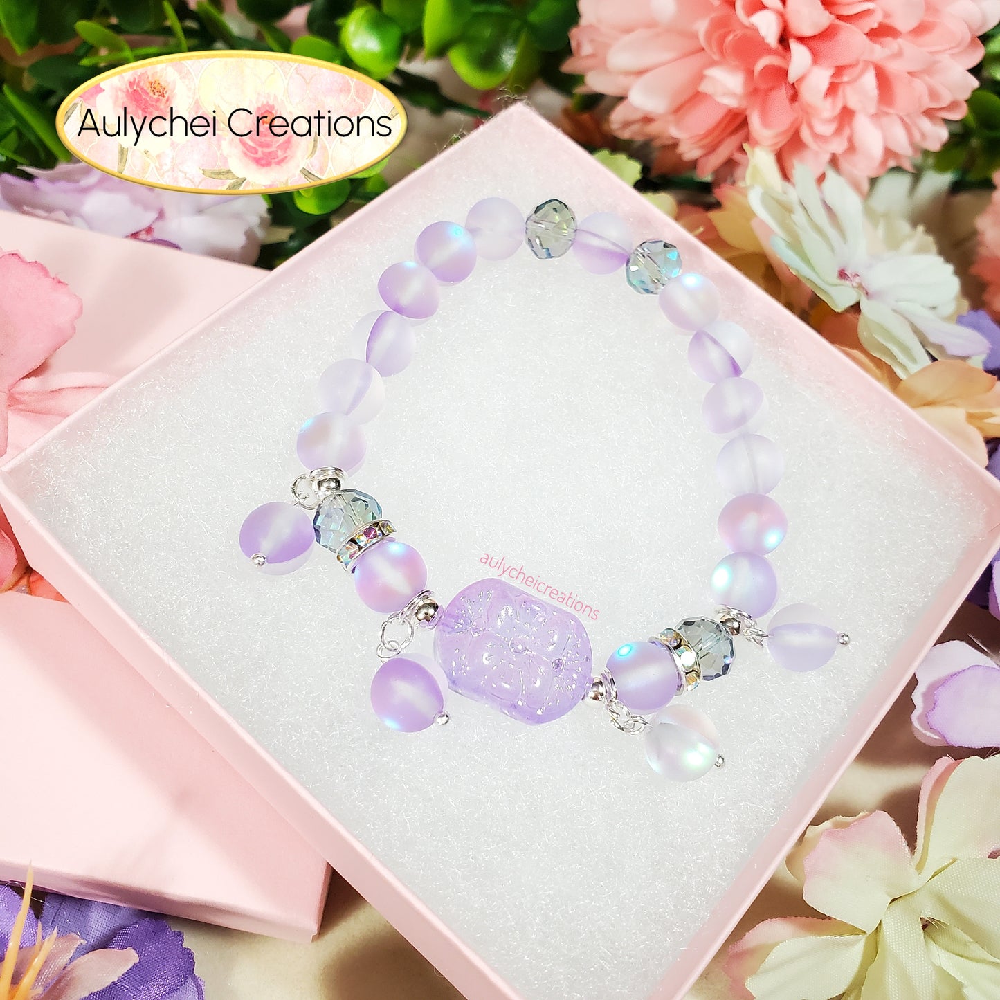 Lilac Moonstone Flower Bracelet
