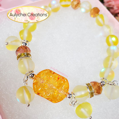 Gold Moonstone Flower Bracelet