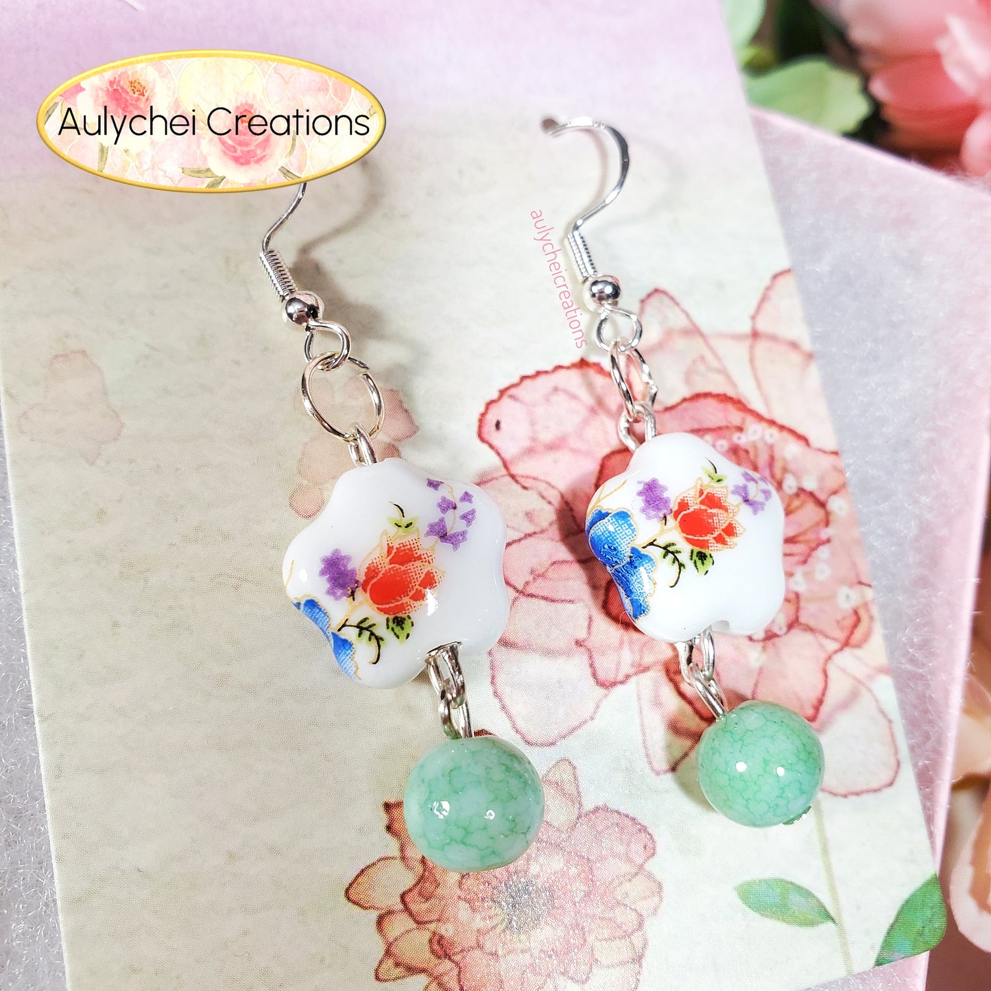 Mix Flower Ceramic Dangle Earrings