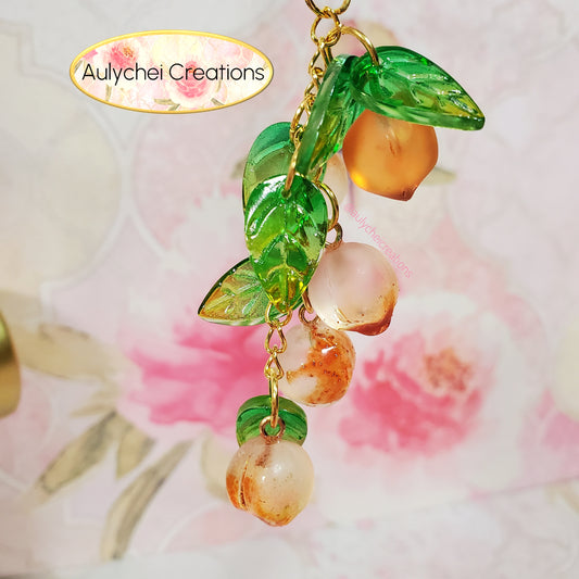 Orange Peach Glass Bead Keychain