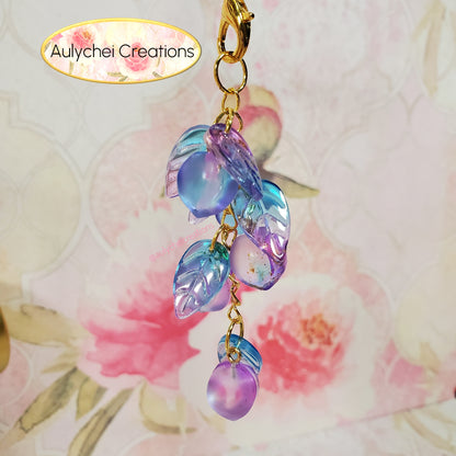 Blue-Purple Peach Glass Bead Keychain