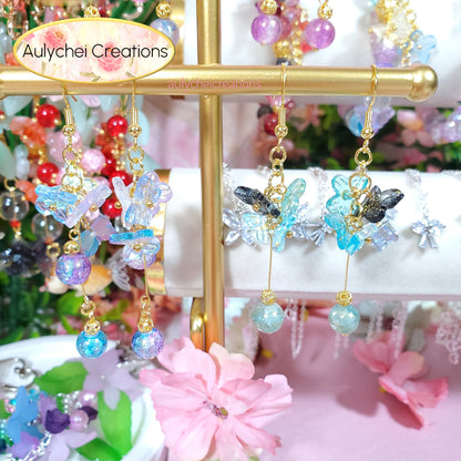 Red Glass Butterfly Dangle Earrings