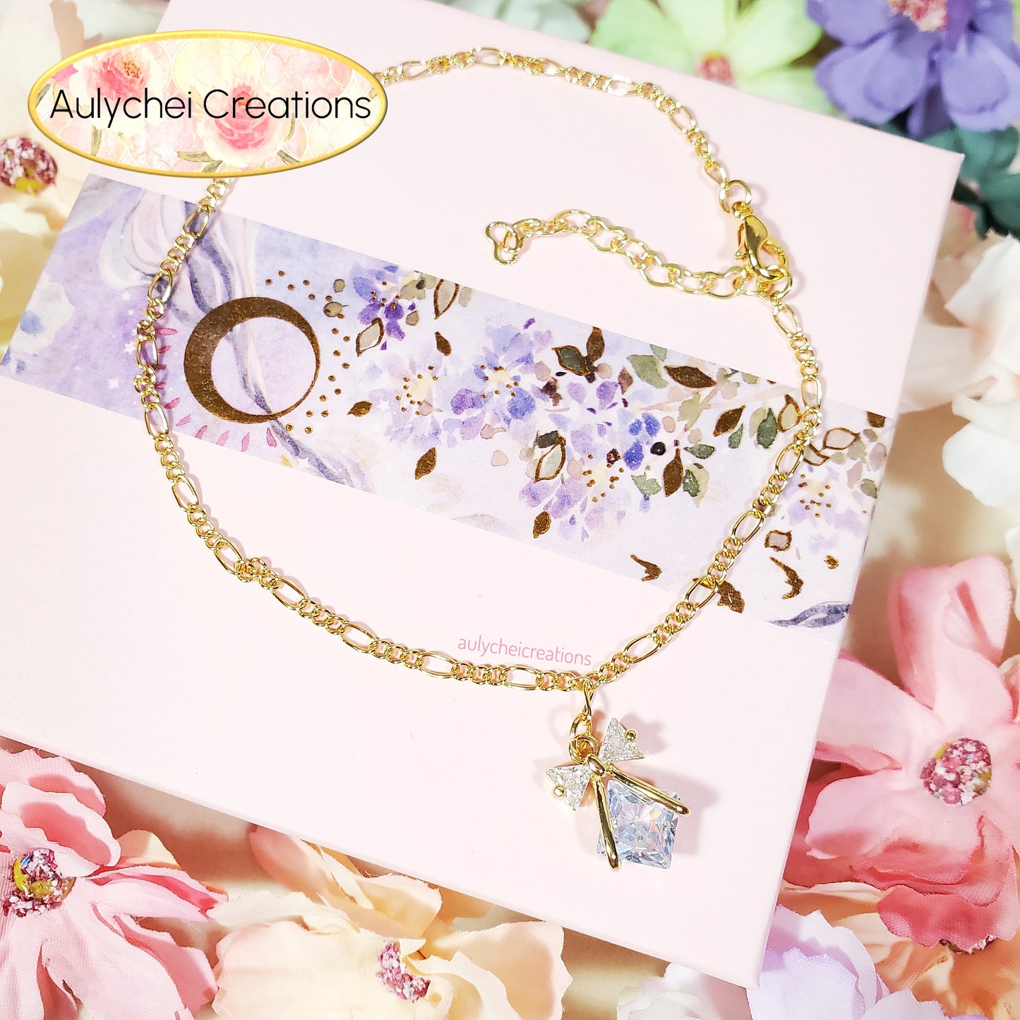 Dainty Cubic Zirconia 18K Gold-Plated Anklet 03