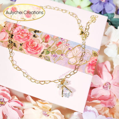 Dainty Cubic Zirconia 18K Gold-Plated Anklet 05