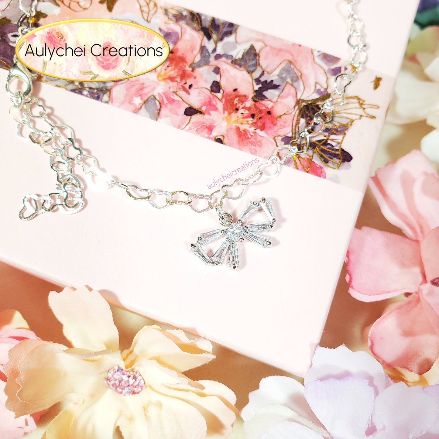 Dainty Sterling Silver 925 Cubic Zirconia Anklet 01