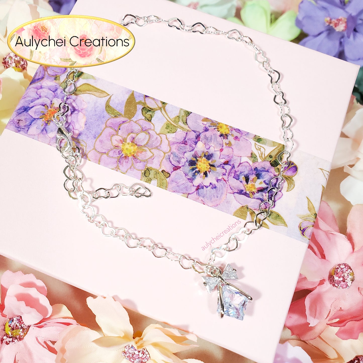 Dainty Sterling Silver 925 Cubic Zirconia Anklet 02