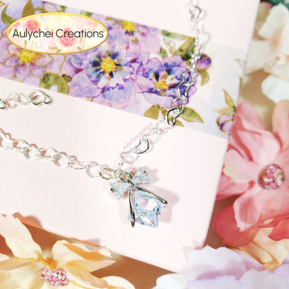 Dainty Sterling Silver 925 Cubic Zirconia Anklet 02