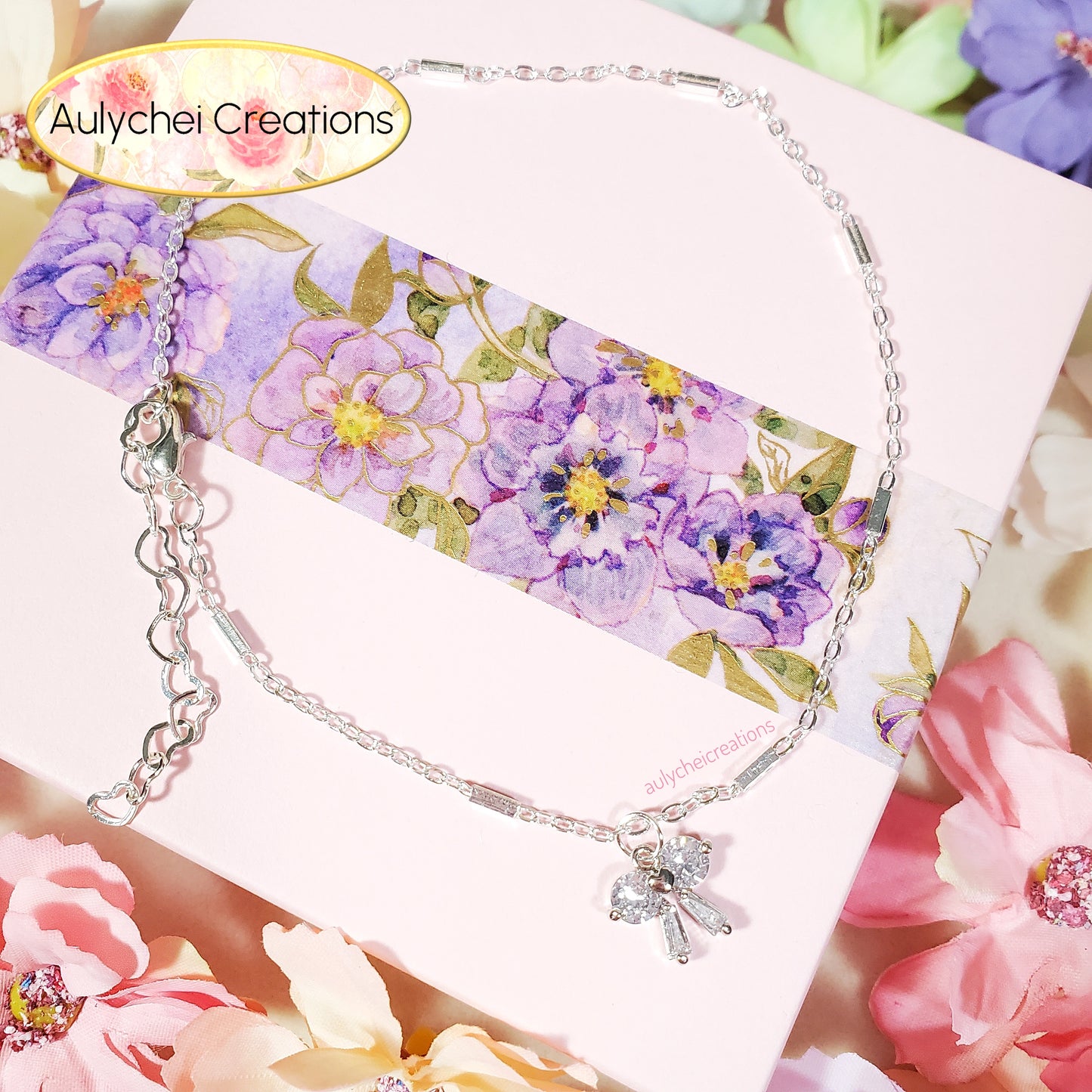 Dainty Sterling Silver 925 Cubic Zirconia Anklet 04